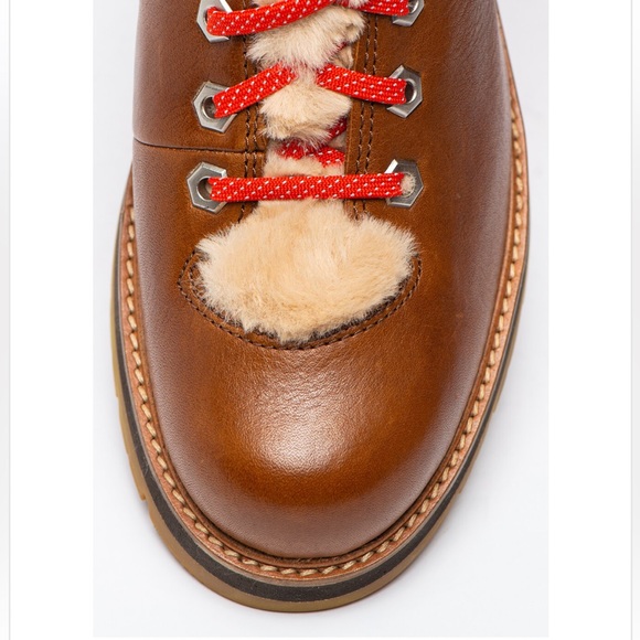 Clarks Orianna Hiker Boots Brown Leather Fur Trim Women’s size 7 - Picture 2 of 11